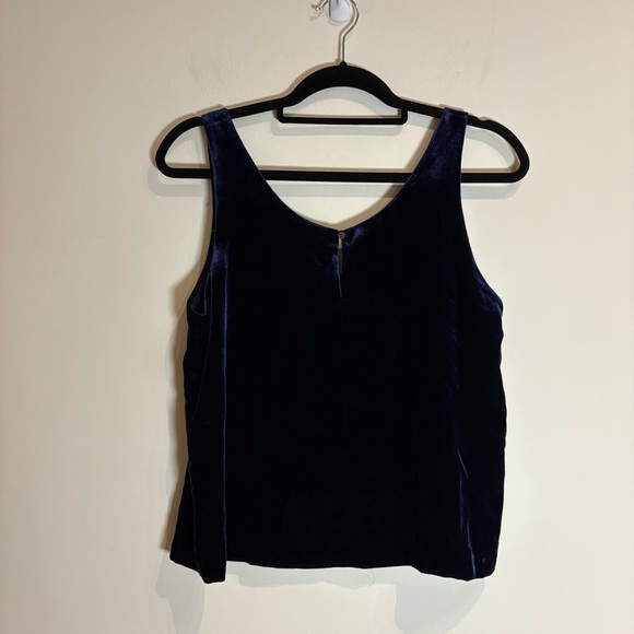 J.Crew Womens Velvet Scoop Neck Shell Tank Top 6 Petite Navy Blue - Picture 7 of 7